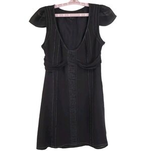 Rock & Republic Women's Size Small 100% Silk Slip Mini Shift Dress Black Cap Sl
